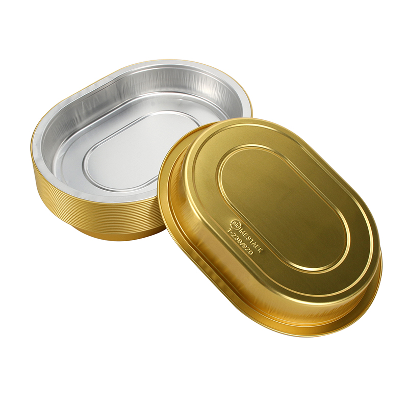 2lb.oval black and gold foil pan with lids