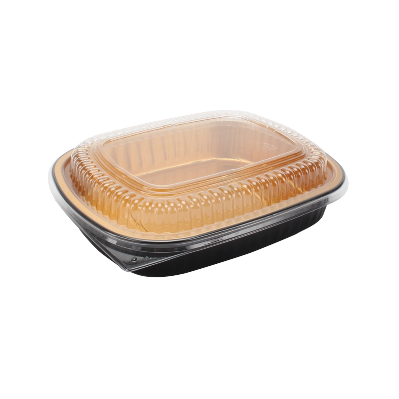 3.3lb oval black&gold foil pan with dome lids