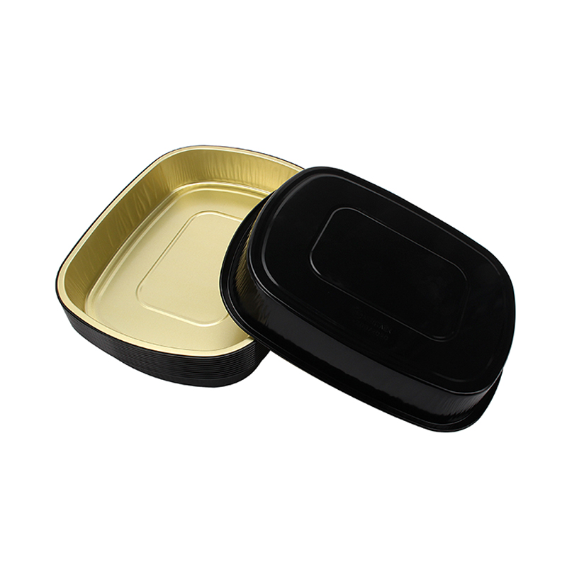4.5lb oval black&gold foil pan with dome lids