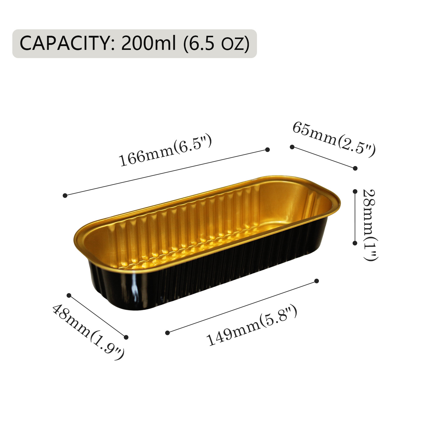 Aluminum Loaf Pans 6.5oz Rectangle Black&Gold