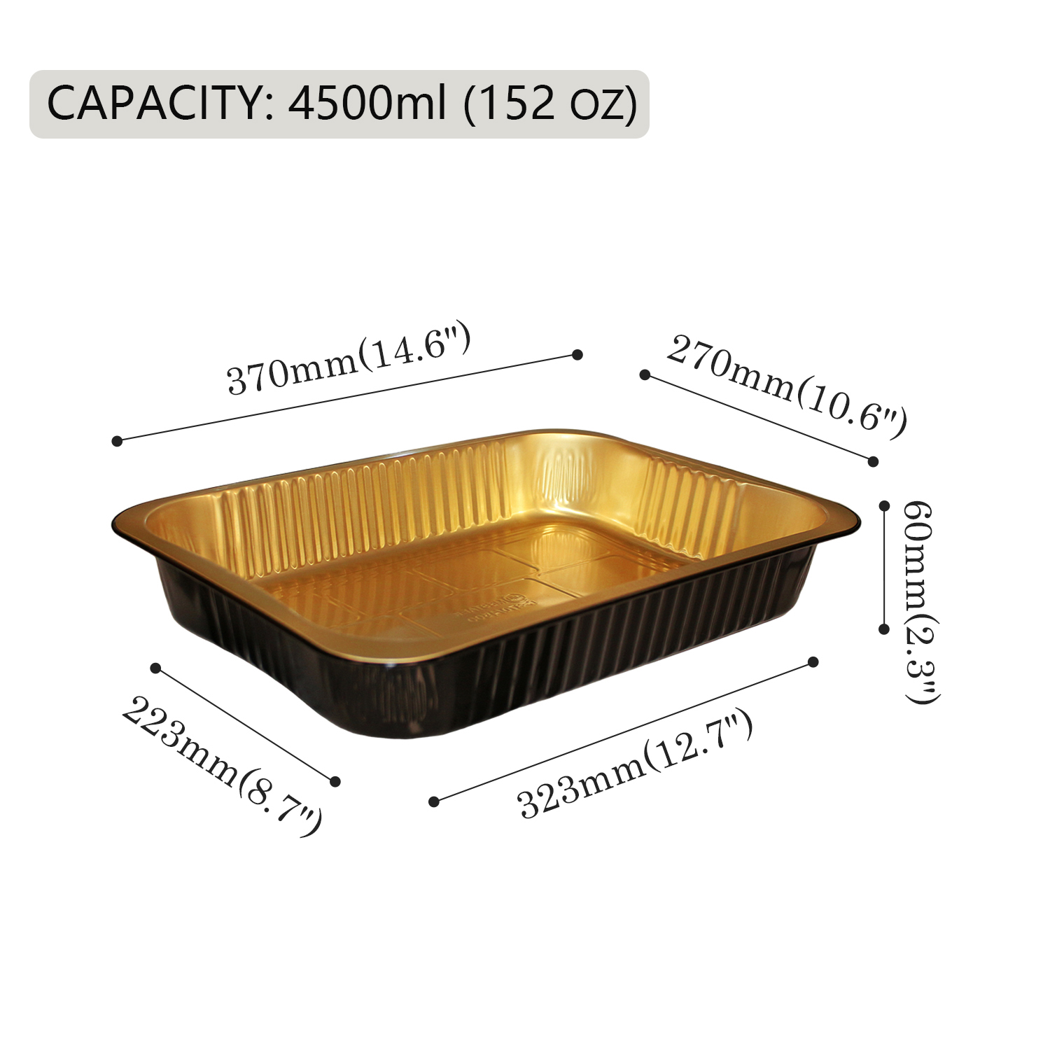 Aluminum Foil Pan 152oz Rectangle Black&Gold