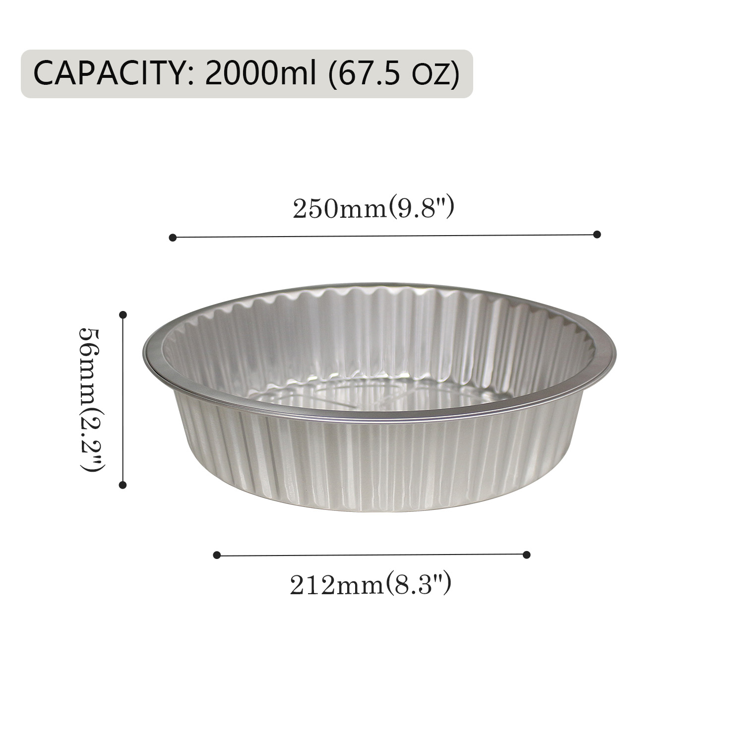 Aluminum Foil Container 67.5/84.5/101.5/118oz Round