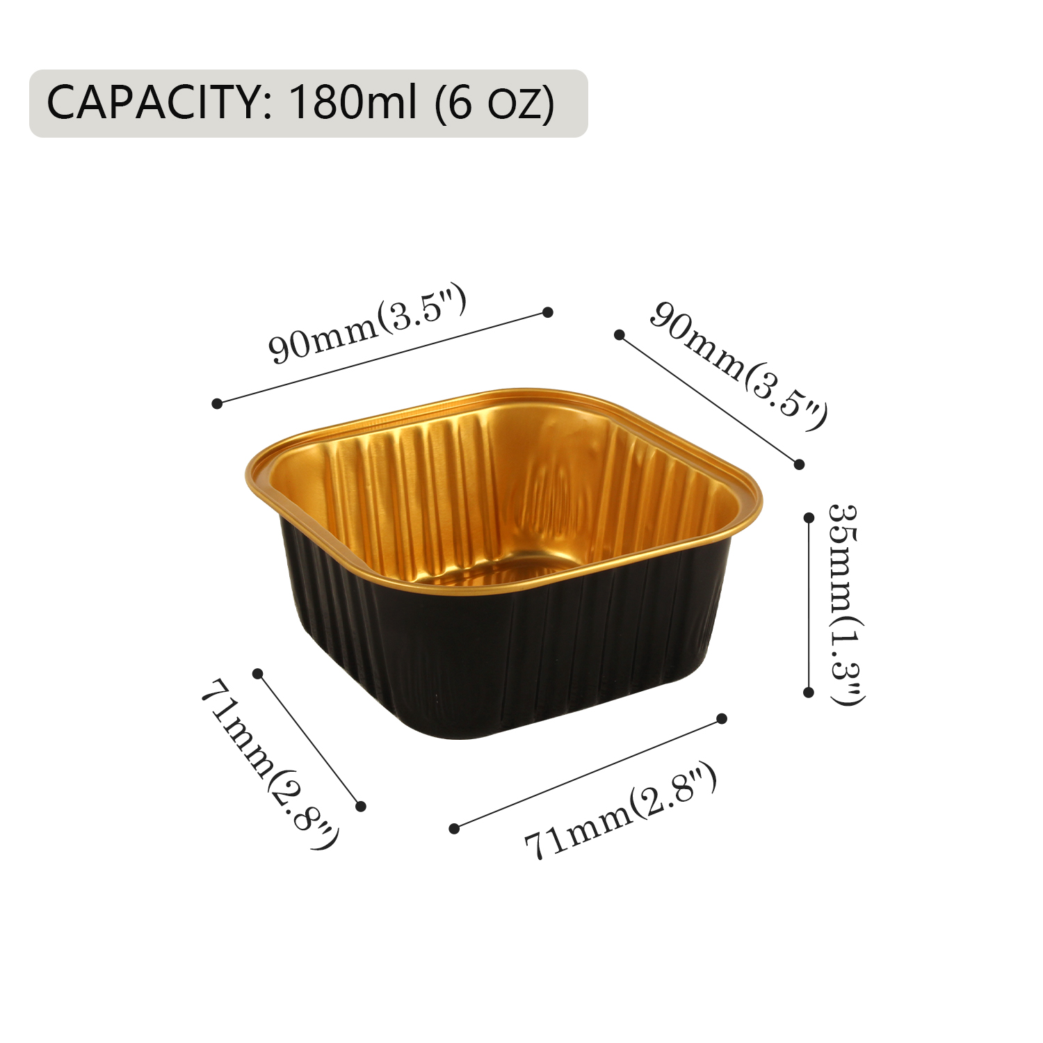 Square foil container 180ml(6oz)